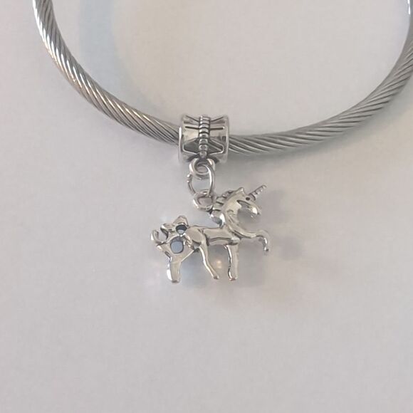 Silver Unicorn‎ Dangle Charm for Pandora Style Bracelet - Picture 1 of 4